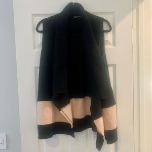 NWT Anthropologie Cullen black wool blend wrap sweater cardigan vest Small